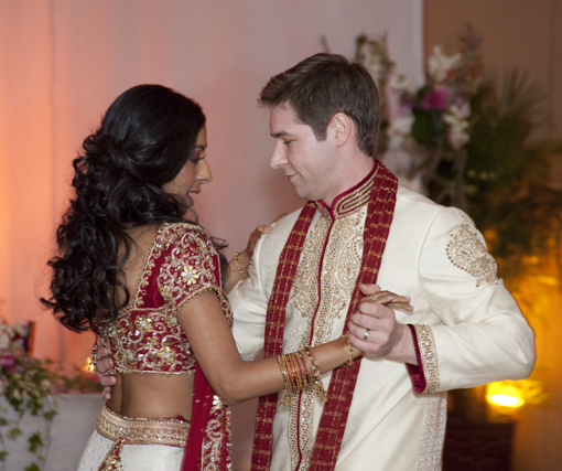 Indian wedding, bride and groom, dancing 1