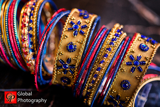 Indian wedding, bangles, red and blue