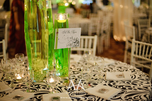 Indian wedding, green, black and white decor 2