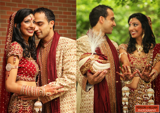 Indian wedding bride and groom