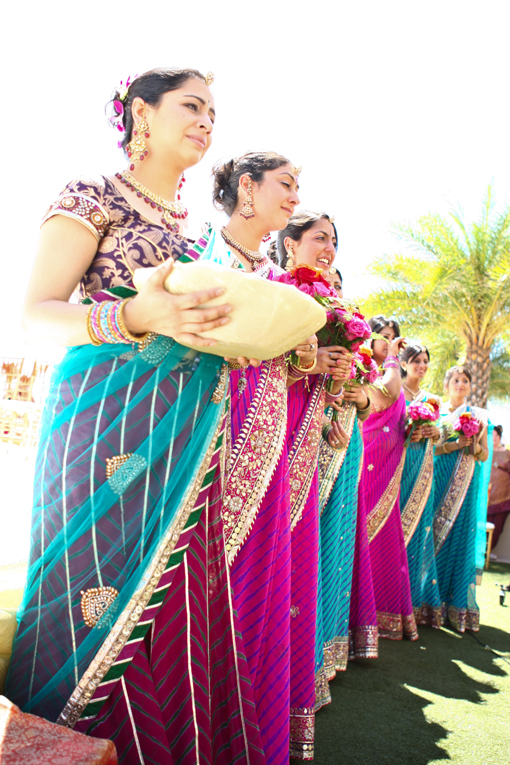 Indian-wedding-hindu-ceremony-bridesmaids-sari