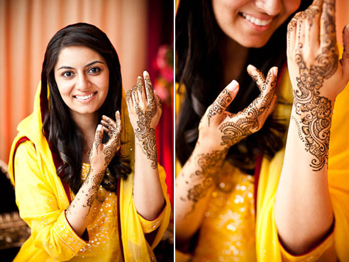Indian weddig bride mehndi yellow sari copy