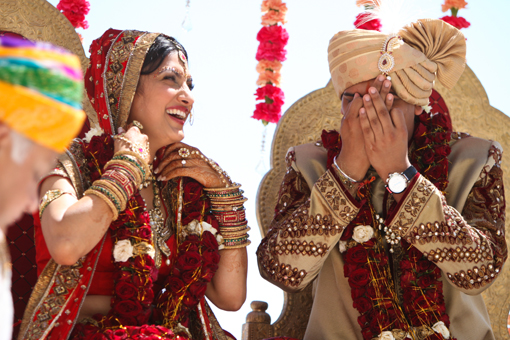 Indian-wedding-hindu-ceremony-red-bridal-lengha-groom