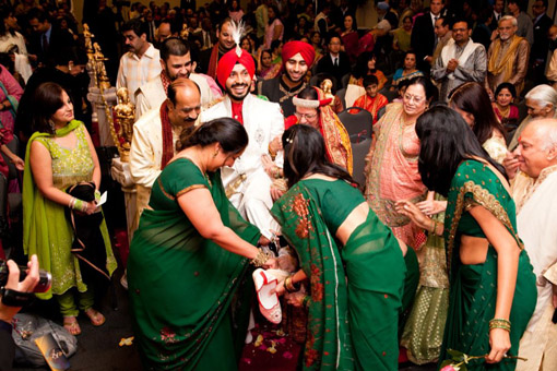 Indian wedding green bridesmaids saris