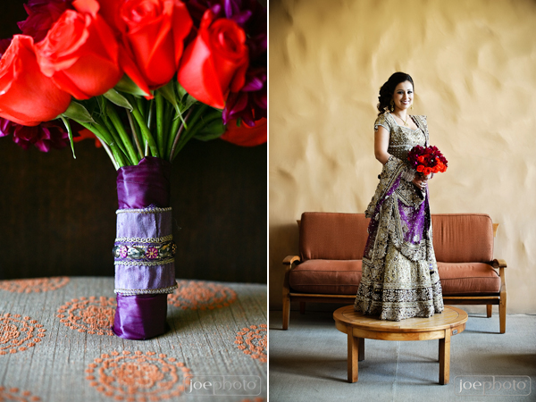 Indian bridal lengha and bridal bouquet ideas