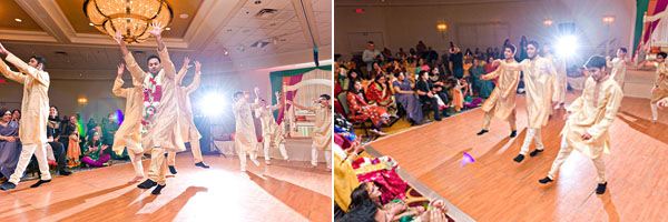 An Indian bridal party tears up the dance floor at this Indian wedding reception.