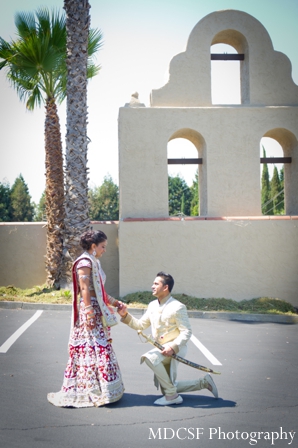 Indian bride and groom portraits before indian wedding ceremony.