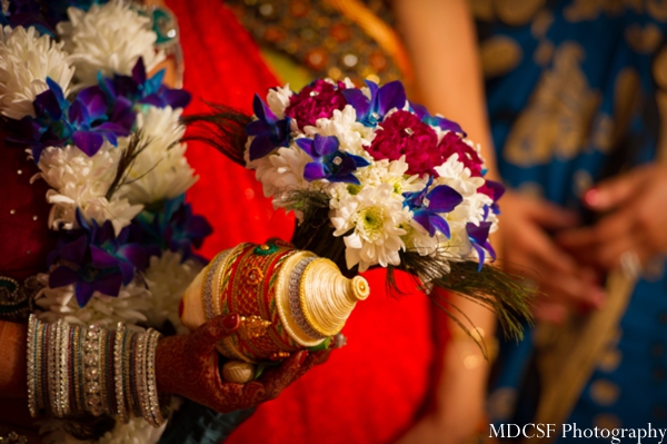 Indian wedding bouquet ideas for sparkle peacock theme.