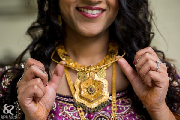 Indian bridal jewelry made from gold.