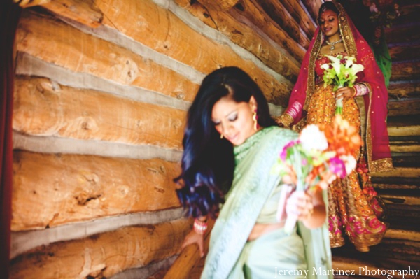 An indian bride and her bridesmaid about to attend the indian wedding ceremony.