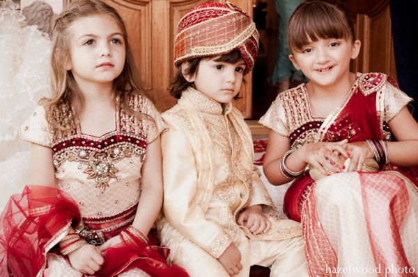 Indian wedding outfits for Indian flower girls and an Indian ringbearer.