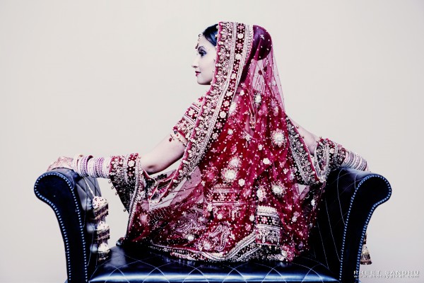 Indian bride in indian wedding lengha.
