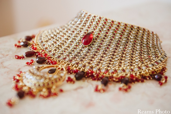 Indian wedding jewelry set with ruby necklace