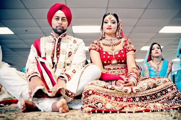 Indian bride and groom at their Indian wedding ceremony.