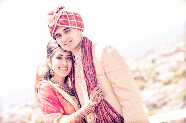 Indian bride and groom after their indian wedding ceremony.