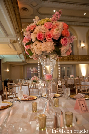 Wedding table flower ideas pink brown