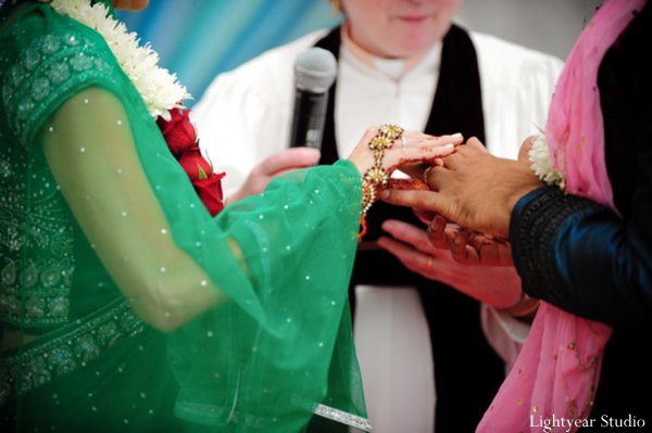 Indian bride and groom wed in a hindu indian wedding.