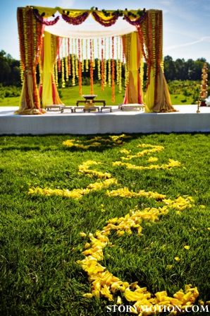 floral ideas for outdoor indian wedding ceremony in yellow.