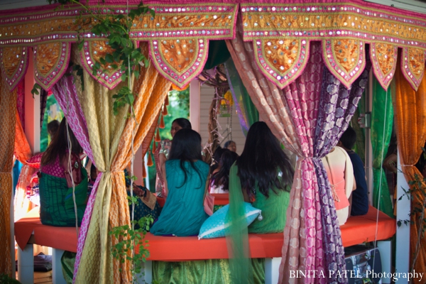 Indian wedding decor ideas for outdoor mehndi party.
