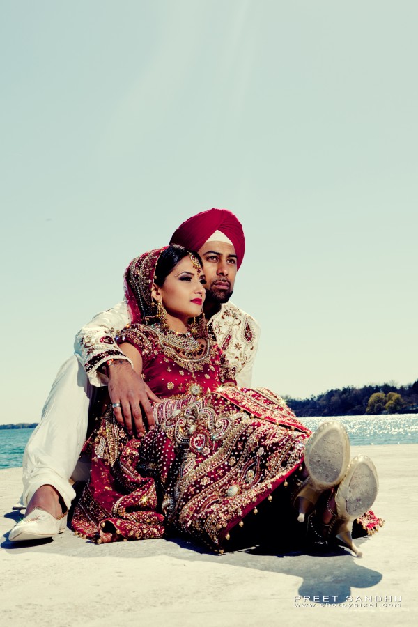Indian bride and groom after their sikh indian wedding.