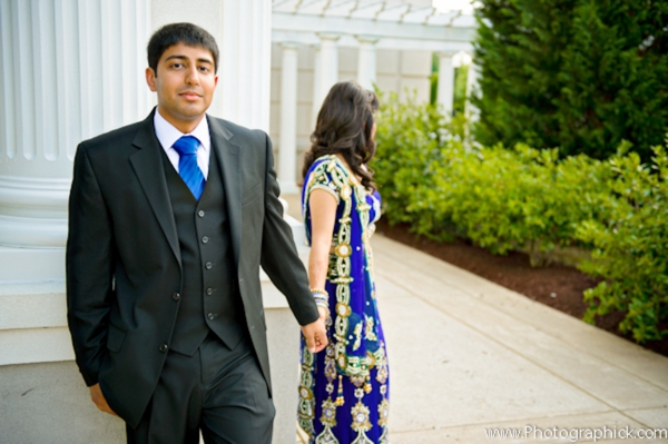Indian wedding photography captures this indian bride and groom before their indian wedding reception.