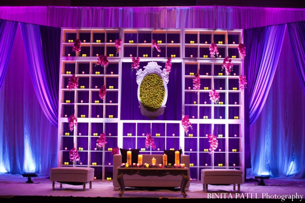 Ideas for indian wedding reception that is modern and purple.