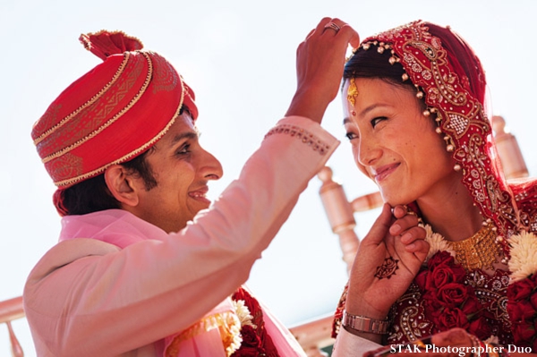 Indian bride and groom at fusion indian wedding ceremony