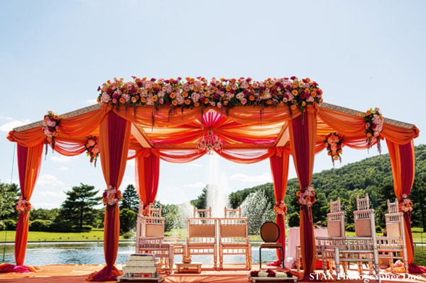 Indian wedding mandap for outdoor ceremony
