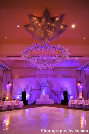 Centerpiece chandelier decor for Indian wedding reception.