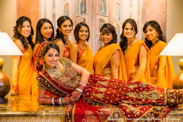 Indian wedding bridal party portrait with indian bride