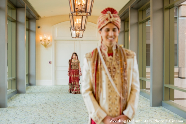 First look photos for Indian bride and groom