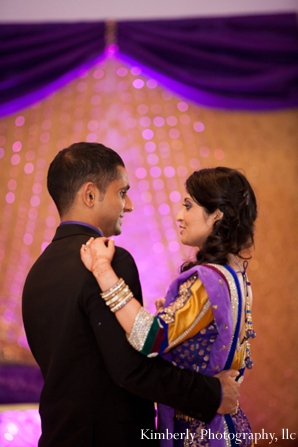 indian bride and groom dance at engagement party