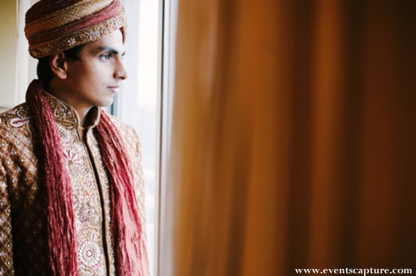 Indian groom in traditional indian wedding outfit