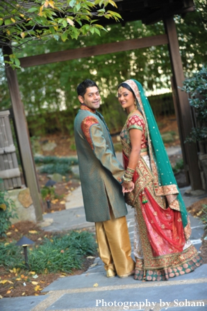 Indian bride and groom in indian wedding portrait