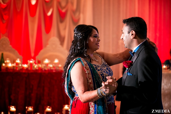 indian bride and groom dance at reception
