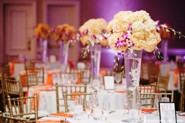 Indian wedding floral and decor ideas for guest tables.