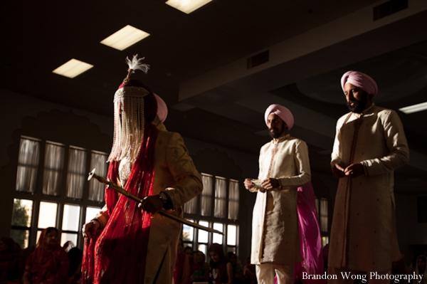 Sikh indian wedding ceremony in pink, rose and white