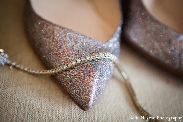 Bridal shoes and jewelry for a fusion indian bride